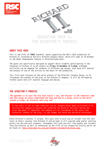 Richard II 2013 Teacher Pack 