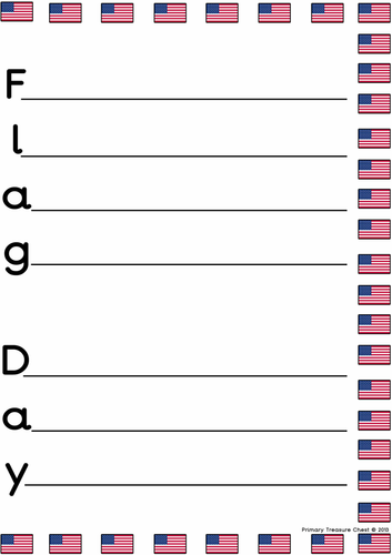 Flag Day Acrostic Poem Worksheet