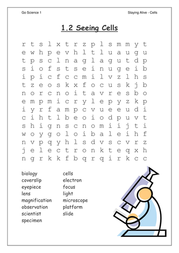 Wordsearches for Cells SoW - Go Science
