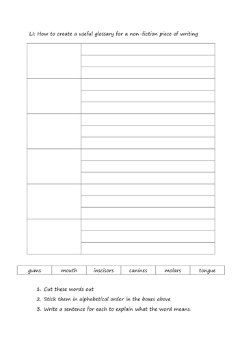 Creating A Simple Glossary Teaching Resources