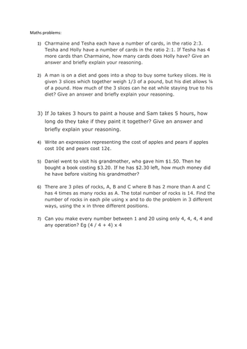 Collection of problem-solving activities