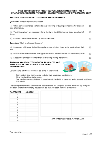 OCR GCSE ECONOMICS WEEK 2 ECONOMIC PROBLEM