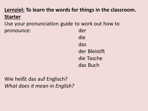 Im Klassenzimmer: Nominative and accusative