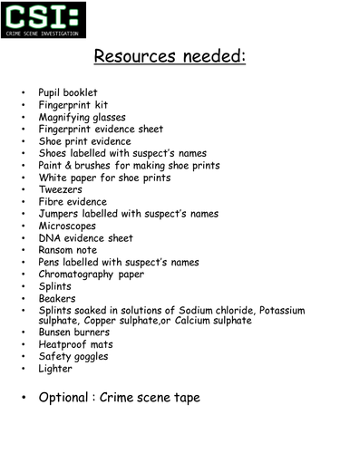 Gifted & Talented CSI Activity