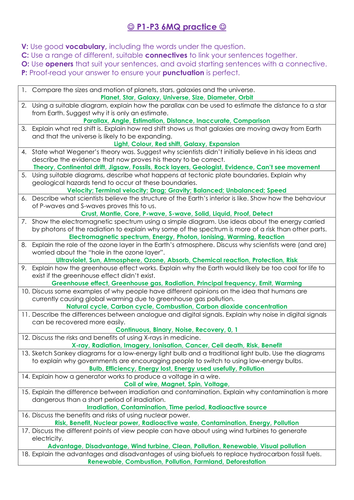 OCR 21C P1-P3 6 mark questions