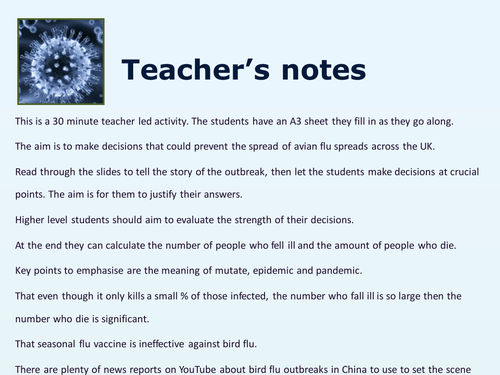 Avian flu pandemic scenario