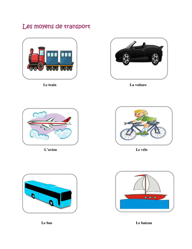 Les Moyens De Transport Teaching Resources