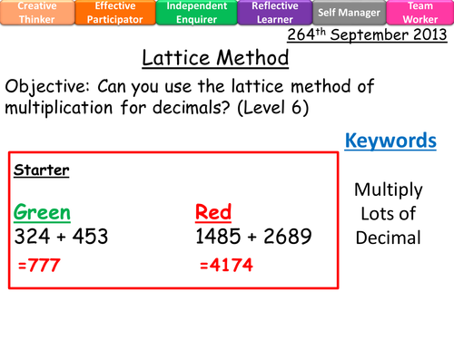Multiplying Decimals using Lattice Method 6b