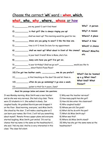 Practice with the 'Wh' words.