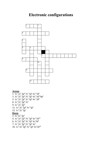 Electronic configurations: crossword