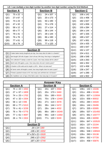 Grid Method for Multiplication