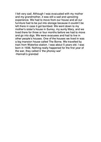 sortingWWII evacuees firsthand accounts into+and-