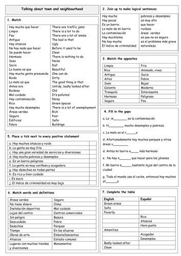 Gcse Spanish Revision Quickie Town - 