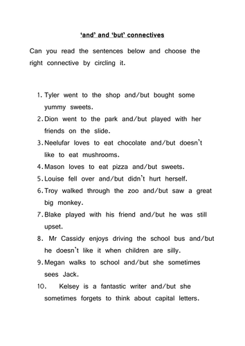 Connectives and, but