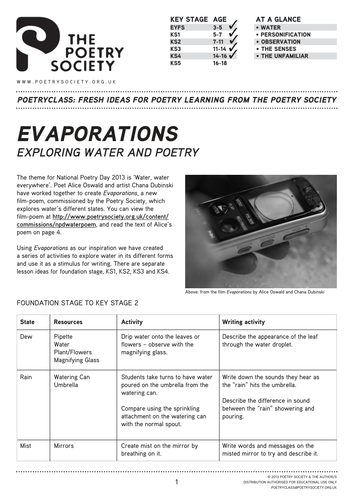 Evaporations - exploring water and poetry