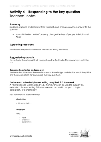 Responding to the Question - Teachers' Notes