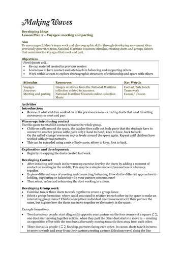 Dance Activities - Developing Ideas