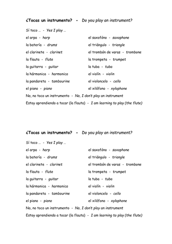 ¿Tocas un instrumento?