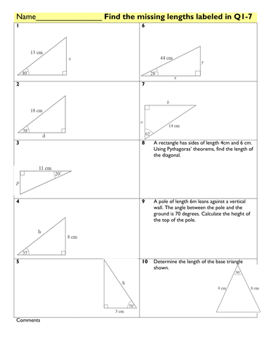 Trigonometry - finding lengths hw