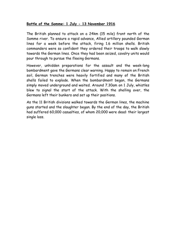 The Battle of the Somme