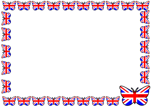 UK Flag Themed Lined paper and Pageborders