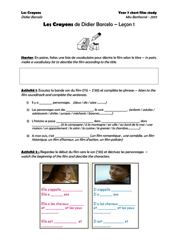 Les Crayons short film study