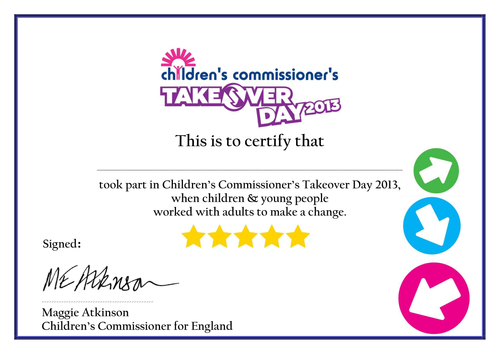 Takeover Day - Certificate
