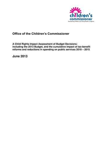 Children's Rights - Impact of Budget Changes