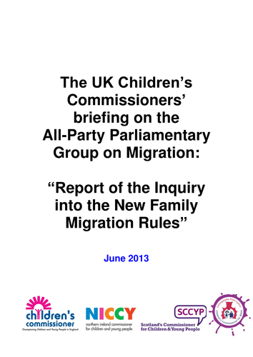 Report of the Inquiry into New Family Migration