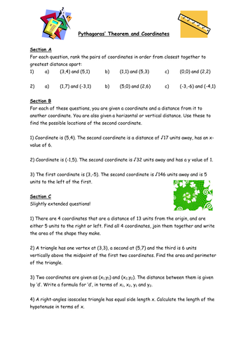 Pythagoras Theorem and Coordinates