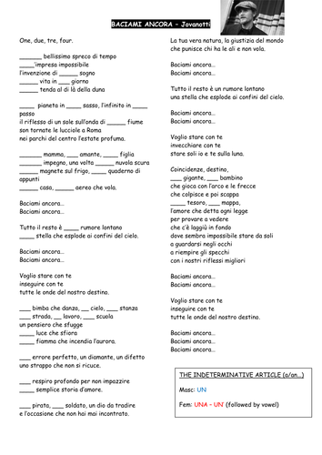 Articoli indeterminativi - Baciami ancora