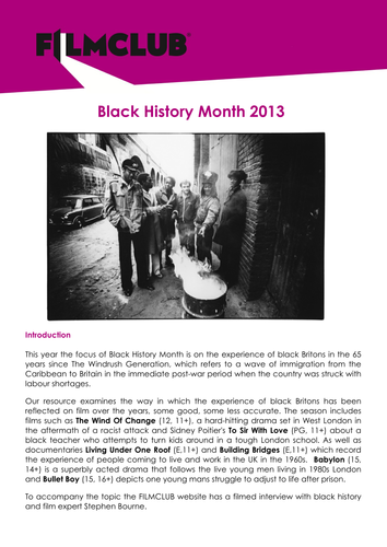 Into Film's Black History Month resource