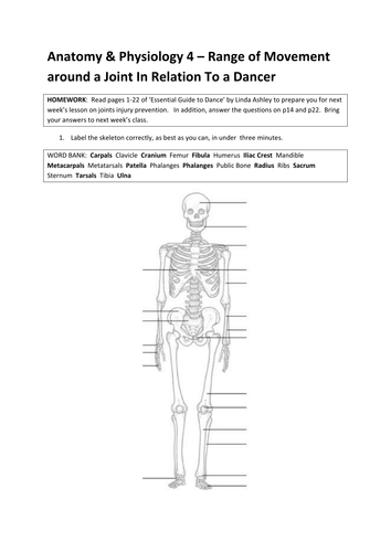 Range of Movement around a Joint - AS Dance Unit 1