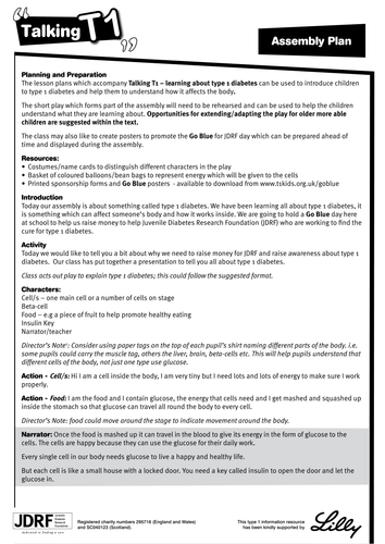 Type 1 Diabetes Primary School Assembly Plan