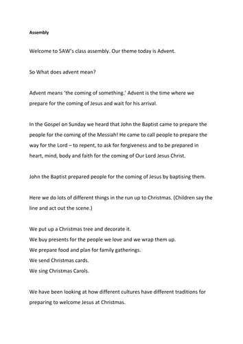 UKS2 Advent assembly