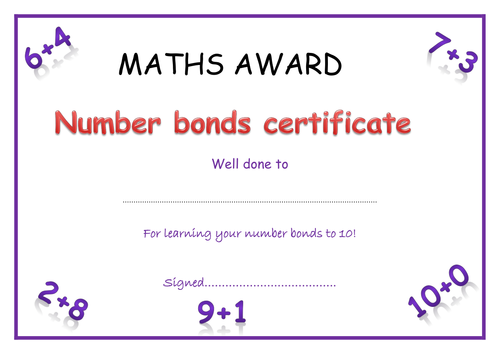 number bonds certificate