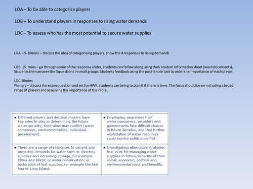 KS5 Water Conflicts Lesson 10
