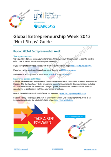 GEW 2013 - ‘Next Steps’ Guide