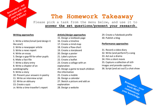 Takeaway Homework