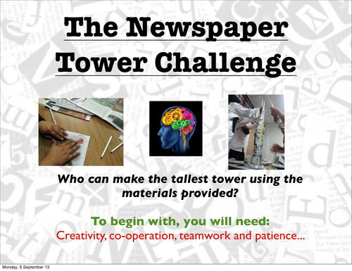 Newspaper tower challenge