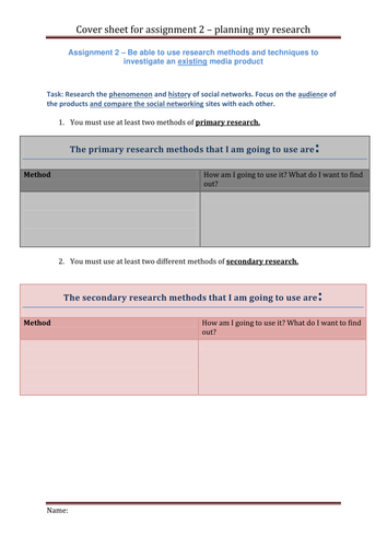 BTEC Level 2 Unit 1 Research Techniques