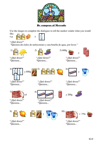 De compras al mercado - using grams and kilos
