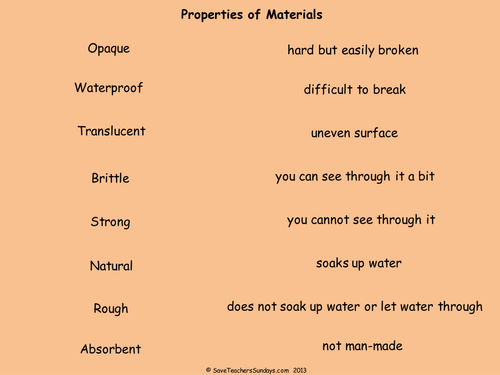 Properties of Materials - Lesson plan and activity