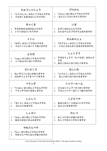 Japanese Game - Questions