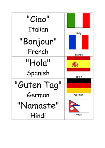 hello in different languages list for kids