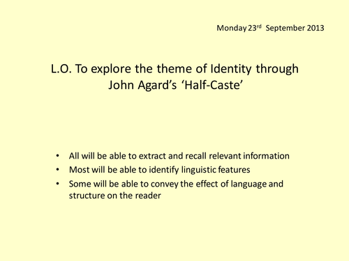 Half Caste Poem >> John Agard Half Caste Half Caste Poem >> John Agard Half Caste