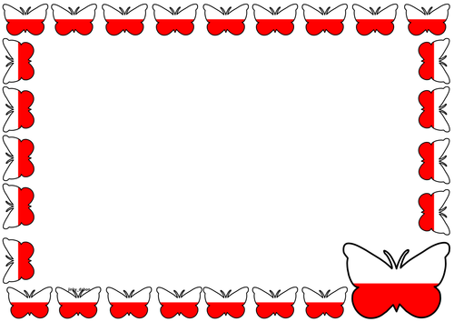 Poland Flag Themed Lined Paper and Pageborders