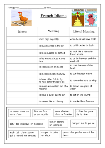 French Idioms 2 Teaching Resources French Idioms 2 Teaching Resources