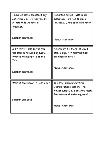 subtraction reasoning and problem solving year 4