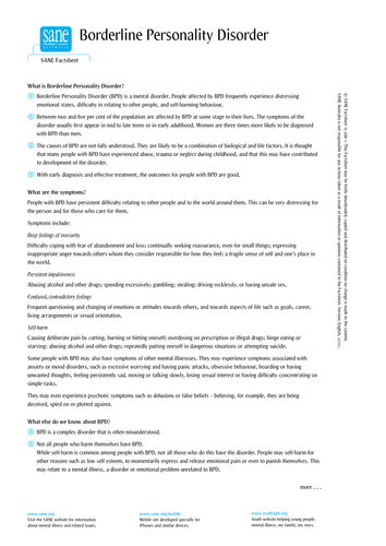 Borderline Personality Disorder Podcast & Sheet